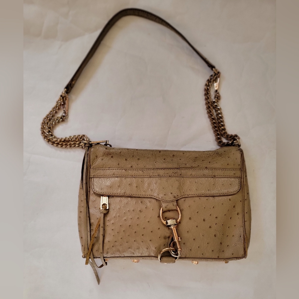REBECCA MINKOFF Tan Leather Ostrich MAC Bag